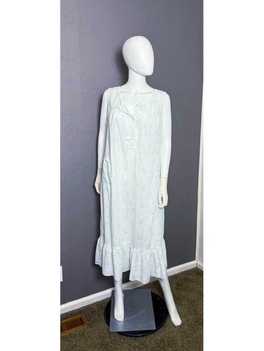 1960's White Nightgown Tissue Thin Cotton Faded Floral by Lyn Ann